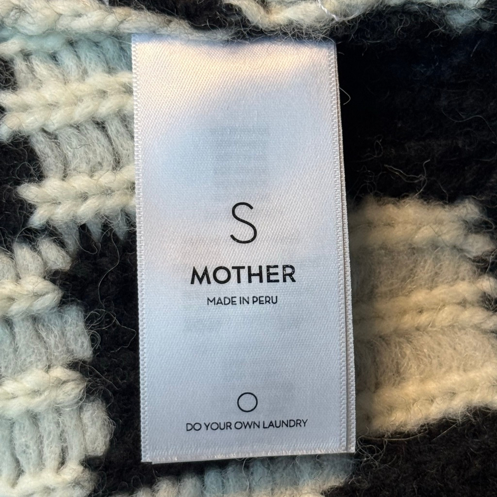 Mother The Itsy Crop Jumper Sweater Black White Alpaca S, NWOT - Picture 7 of 9
